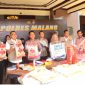 Polres Malang, Press release Jaringan Pemalsu Beras Bulog Jadi Kemasan Premium (foto: ist)