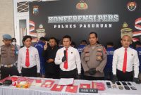 Dalam Konferensi Pers Polres Pasuruan, amankan 21 pelaku, kasus peredaran narkoba (foto: ist)