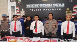 Dalam Konferensi Pers Polres Pasuruan, amankan 21 pelaku, kasus peredaran narkoba (foto: ist)