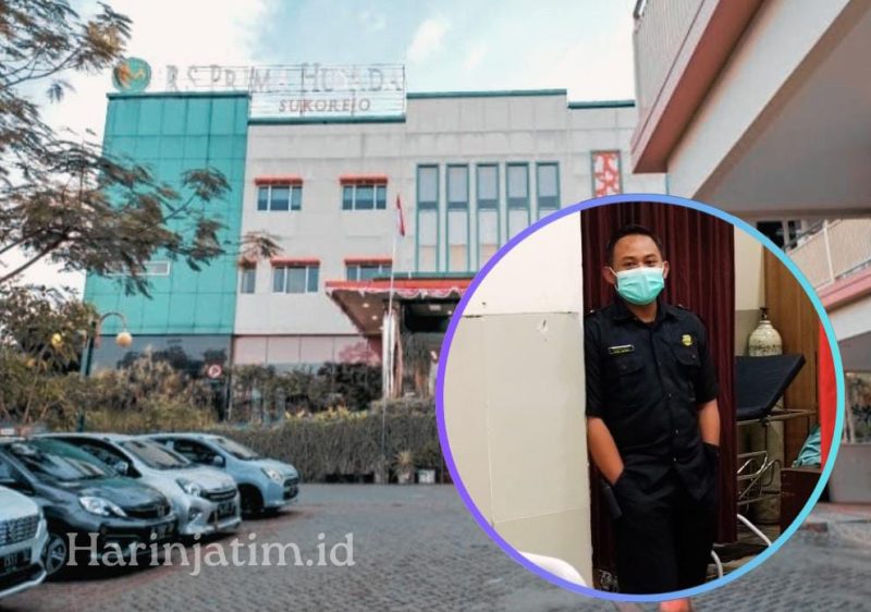 Suasana RS. Prima Husada dan Oknum Satpam, Berlokasi di Desa Sukorejo, Kecamatan Sukorejo, Kabupaten Pasuruan (dok. Harianjatim.id)