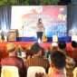 AKP. Marti, selaku Kapolsek Kajayan,  saat memberikan sambutan pada HUT Bhayangkara Ke-78, di halaman Mapolsek Kejayan (dok.Harianjatim.id)