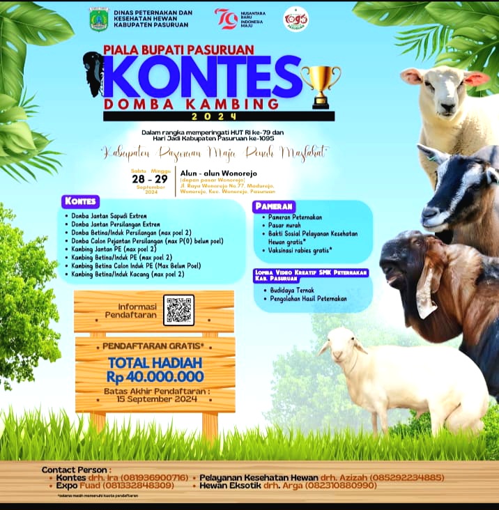 Kontes Lomba Kambing, di Alun-alun Wonorejo, Kabupaten Pasuruan (foto: ist)