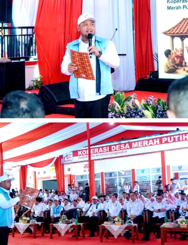 Bupati Gresik, Fandi Akhmad Yani saat Lounching Serentak Koperasi Desa Merah Putih di Ujung Pangkah (Dok.Harianjatim.id)