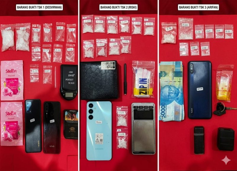 Barang Bukti yang berhasil diamankan Satresnarkoba Polres Pasuruan (foto : ist)