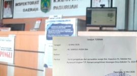 Pelimpahan berkas dari Unit Tipikor Polres Pasuruan ke Inspektorat terkait dugaan jembatan fiktif Desa Bakalan Purwosari, Pasuruan. (Dok.Harianjatim.id)