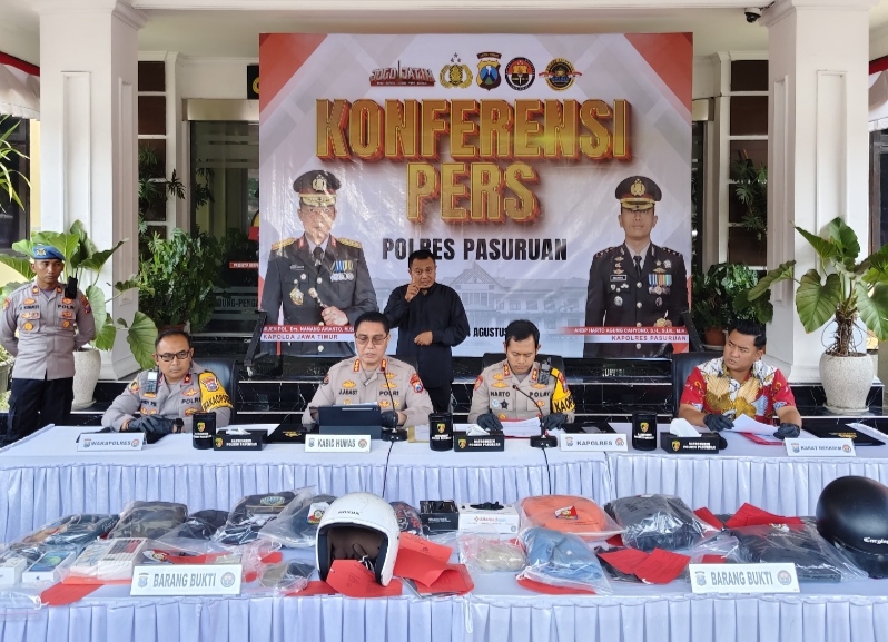 Polres Pasuruan Gelar Konferensi Pers Ungkap Kasus Kejadian Pada Malam Mencekam di Jalur Surabaya-Malang (dok.harianjatim.id) 
